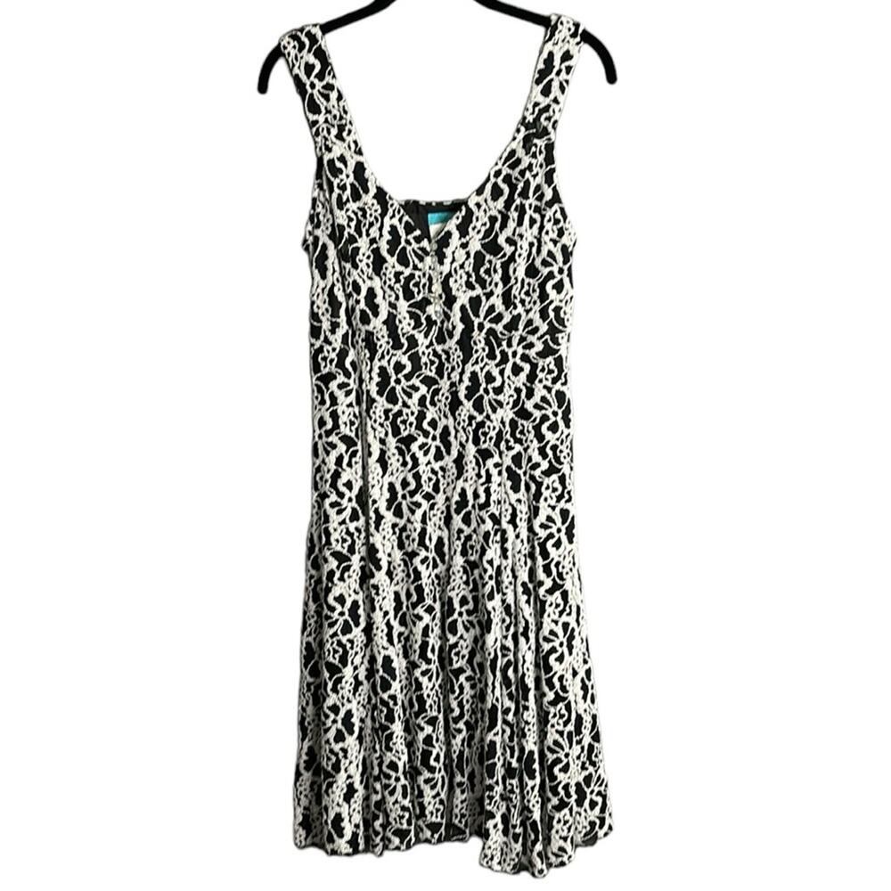 Cowgirl Black and White Embroidered Sleeveless Dress Side Zipper M